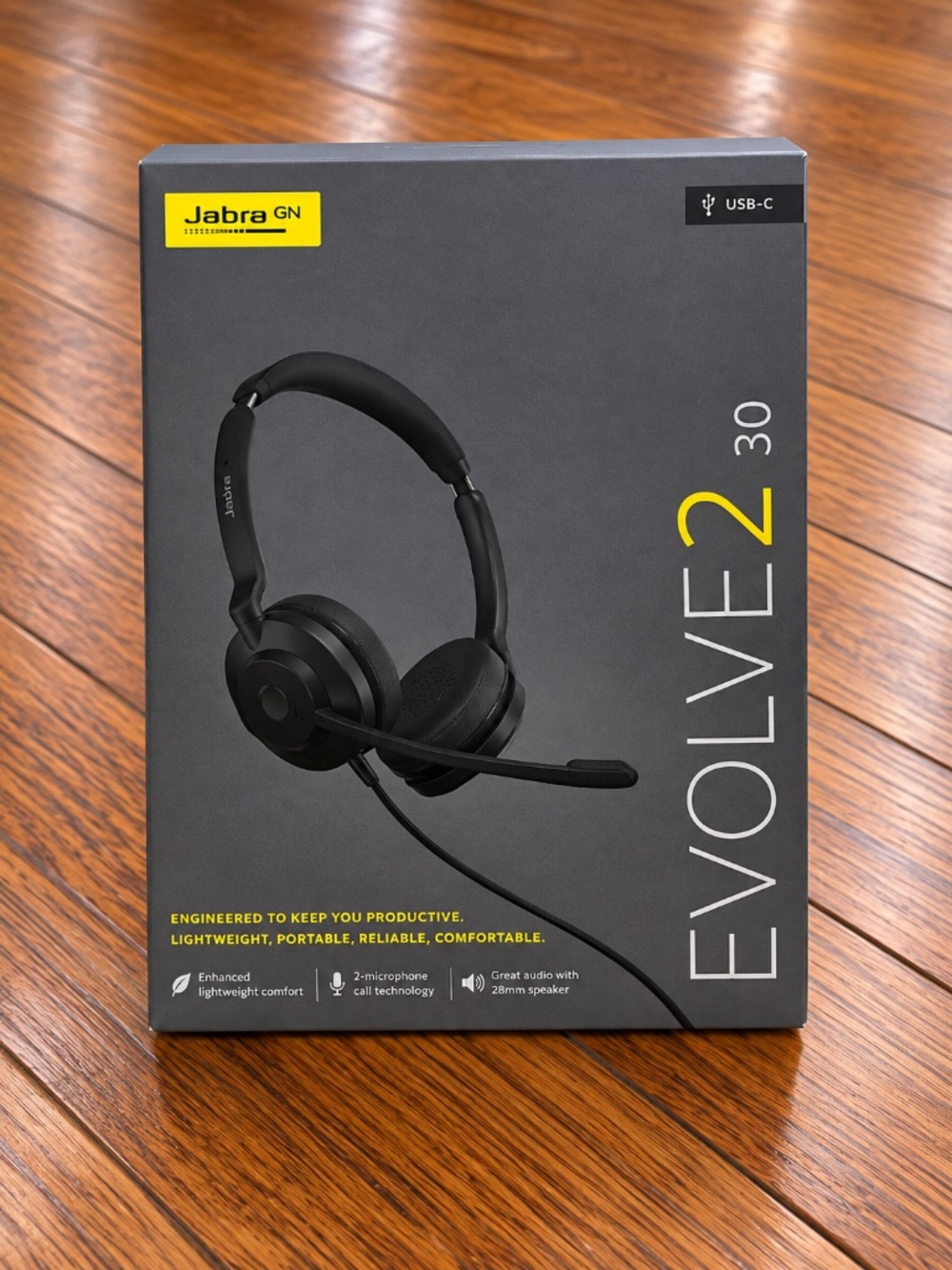 Jabra Evolve2 30 SE USB-C UC Stereo Wired Headset w/ Mic Black